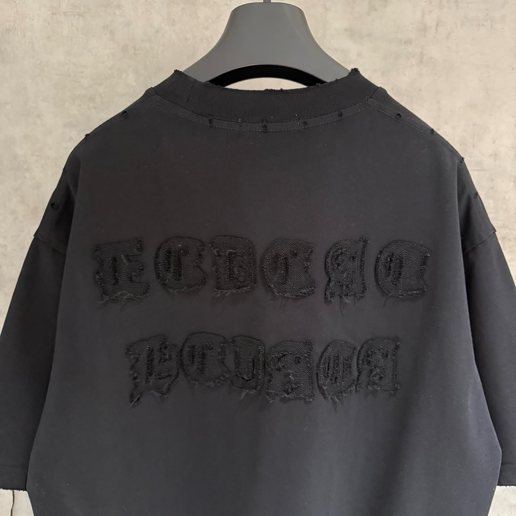 クロムハーツ Tシャツ デストロイ加工 ブラック FS395 - 画像 (4)