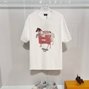 フェンディ Tシャツ ホースモチーフ ホワイト FS404