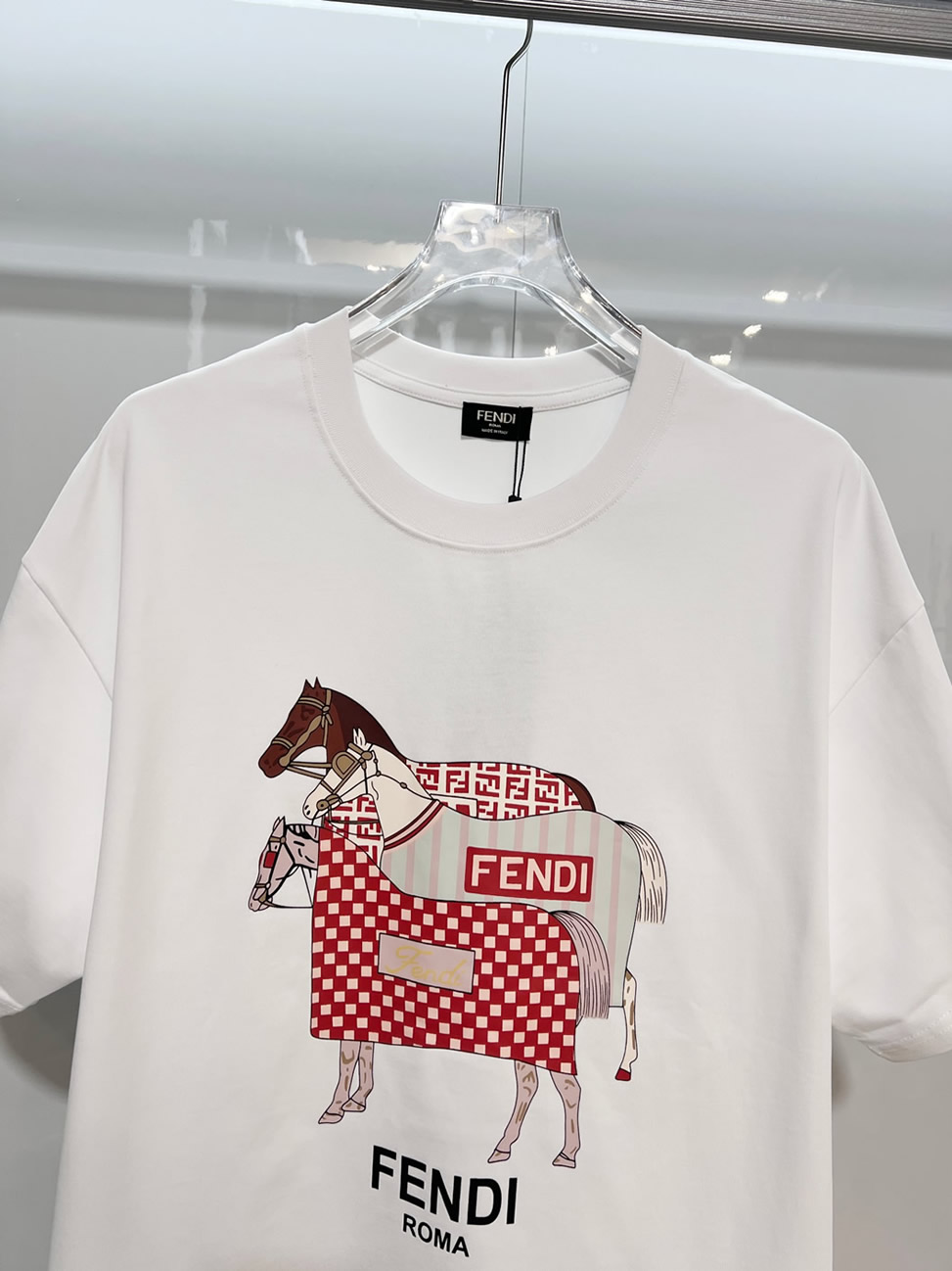 フェンディ Tシャツ ホースモチーフ ホワイト FS404 - 画像 (3)