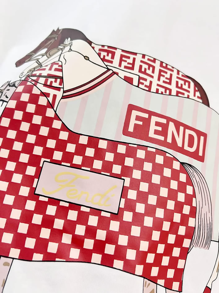 フェンディ Tシャツ ホースモチーフ ホワイト FS404 - 画像 (6)