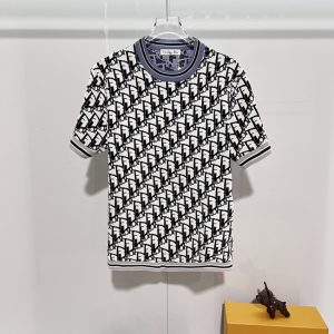 ディオール ニット Tシャツ オブリーク ブルー FS410