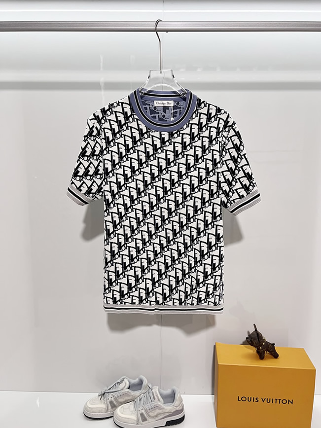 ディオール ニット Tシャツ オブリーク ブルー FS410