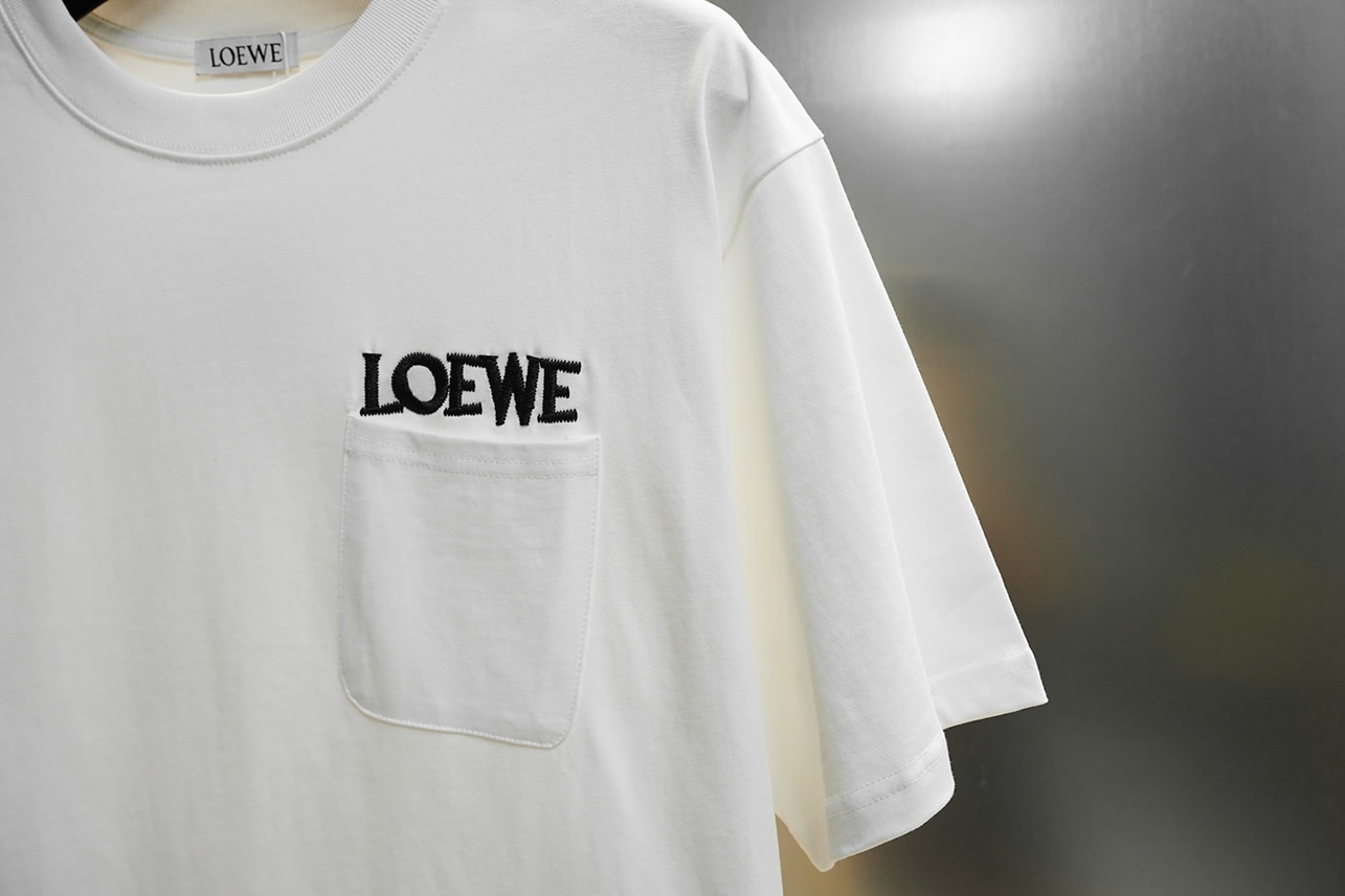 ロエベ ポケット付きTシャツ ロゴ刺繍 FS418 - 画像 (4)