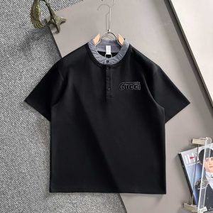 グッチ ヘンリーネックTシャツ ロゴ刺繍 FS426
