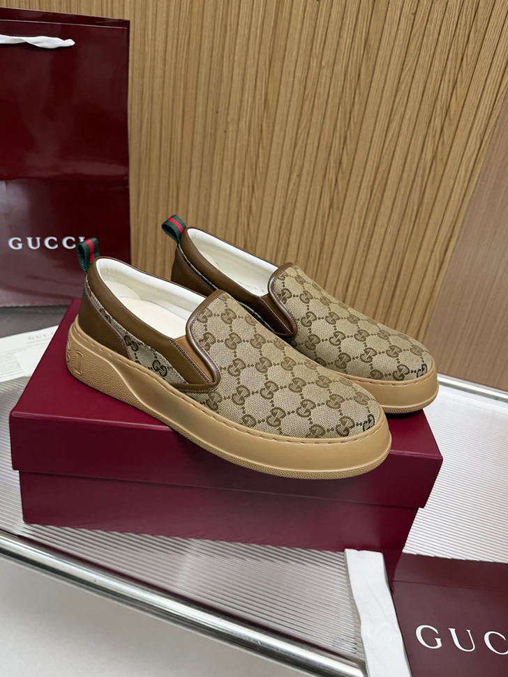 グッチ スリッポン GGキャンバス ベージュ/ブラウン shoes458 - 画像 (4)