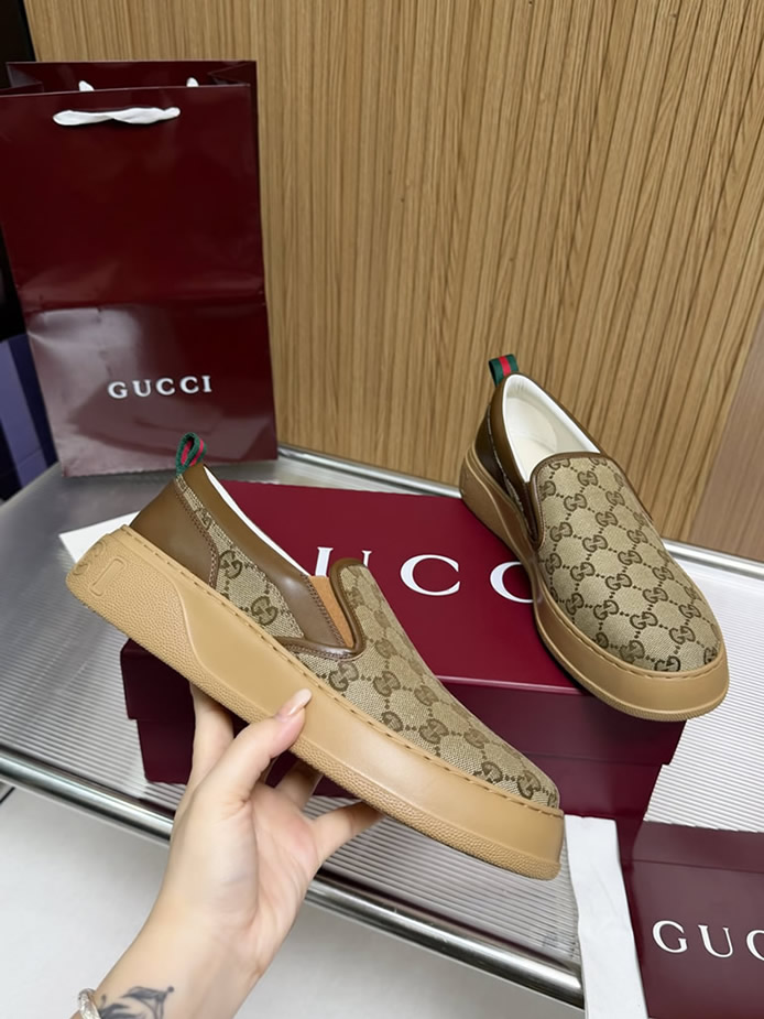 グッチ スリッポン GGキャンバス ベージュ/ブラウン shoes458 - 画像 (7)
