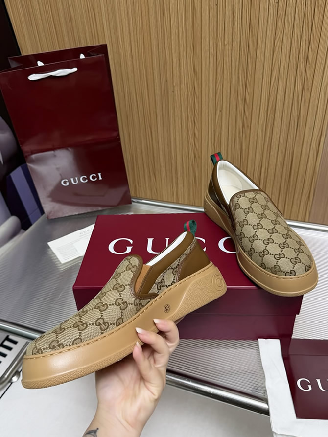 グッチ スリッポン GGキャンバス ベージュ/ブラウン shoes458 - 画像 (8)