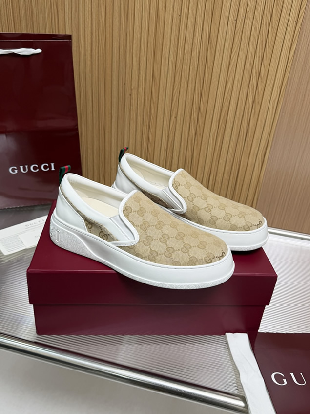 グッチ スリッポン GGキャンバス ベージュ/ホワイト shoes459 - 画像 (4)