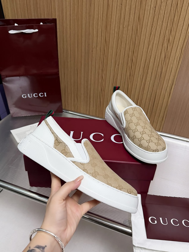 グッチ スリッポン GGキャンバス ベージュ/ホワイト shoes459 - 画像 (7)