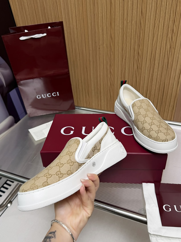 グッチ スリッポン GGキャンバス ベージュ/ホワイト shoes459 - 画像 (8)