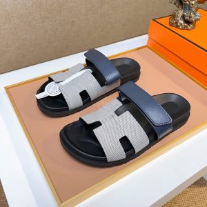 エルメス サンダル シプレ グレー/ネイビー shoes473