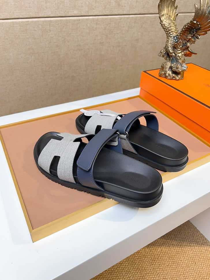 エルメス サンダル シプレ グレー/ネイビー shoes473 - 画像 (5)