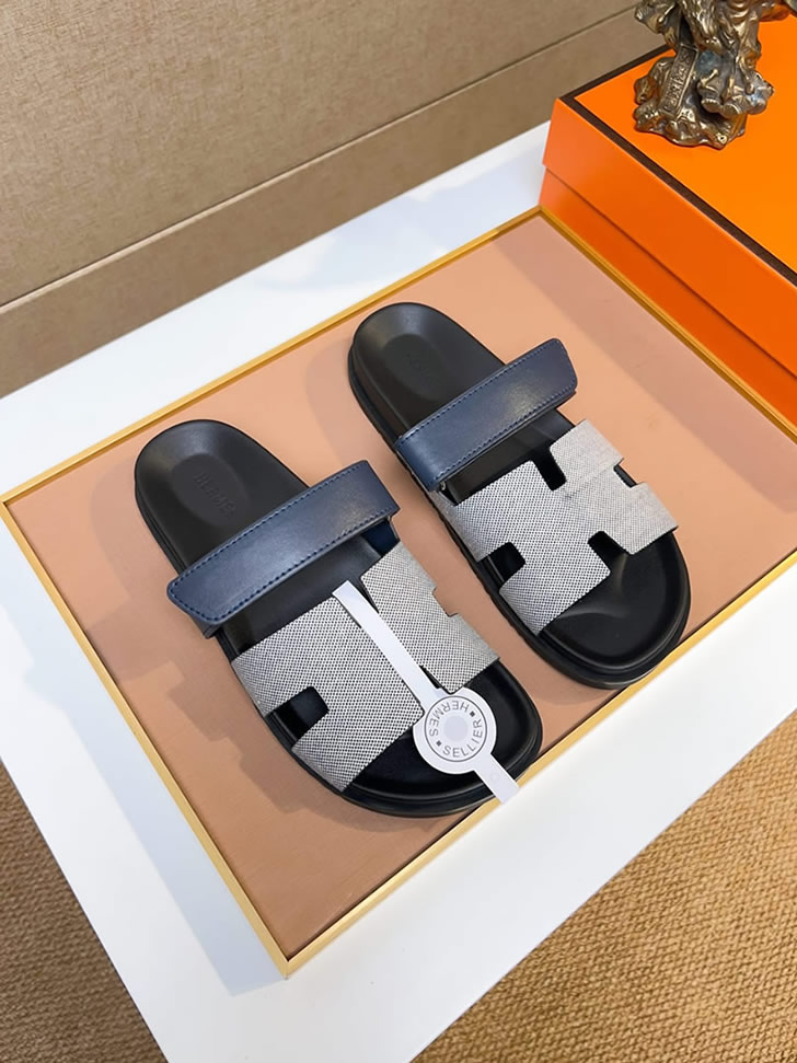 エルメス サンダル シプレ グレー/ネイビー shoes473 - 画像 (9)