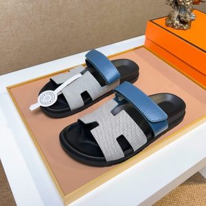 エルメス サンダル シプレ ライトグレー/ネイビー shoes476