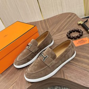 エルメス ローファー メタルH金具 ブラウン shoes485