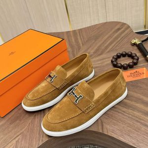 エルメス ローファー メタルH金具 キャメル/ゴールド shoes488