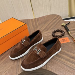 エルメス ローファー メタルH金具 ダークブラウン shoes489