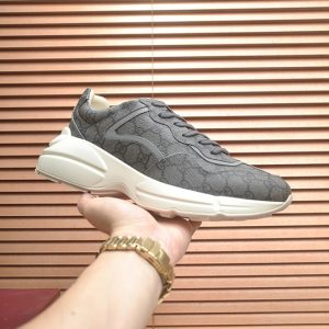 グッチ GGスプリーム キャンバス 厚底スニーカー グレー shoes492