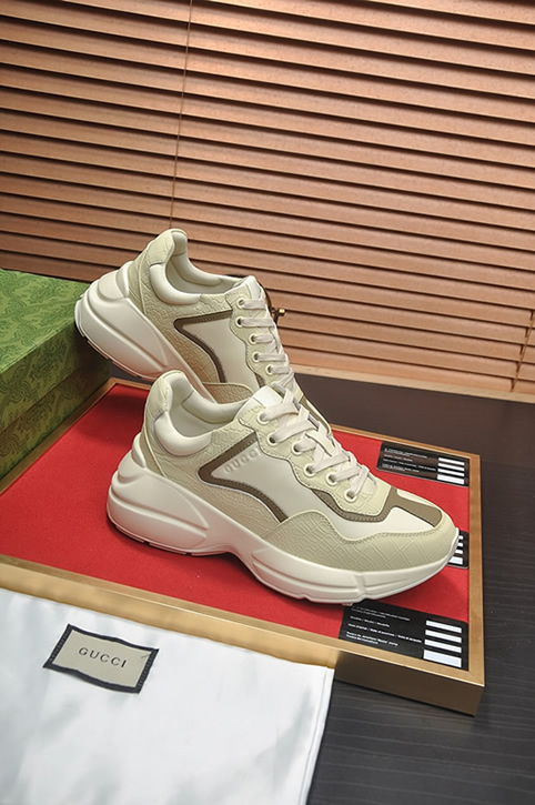 グッチ クロコダイル型押し 厚底スニーカー オフホワイト shoes494 - 画像 (6)