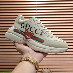 グッチ テディベア・ウェブストライプ 厚底スニーカー オフホワイト shoes503