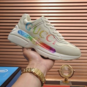 グッチ レインボーロゴ 厚底スニーカー オフホワイト shoes507
