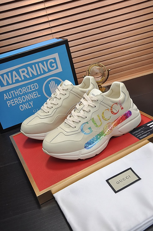 グッチ レインボーロゴ 厚底スニーカー オフホワイト shoes507 - 画像 (4)
