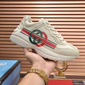 グッチ インターロッキングG・ウェブストライプ 厚底スニーカー オフホワイト shoes511