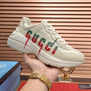 グッチ ロゴ・ドリッププリント 厚底スニーカー オフホワイト shoes512