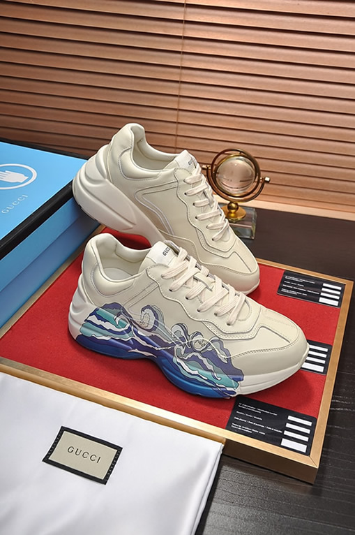 グッチ 浮世絵風波モチーフ 厚底スニーカー オフホワイト shoes513 - 画像 (6)