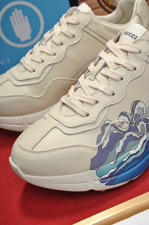 グッチ 浮世絵風波モチーフ 厚底スニーカー オフホワイト shoes513 - 画像 (8)