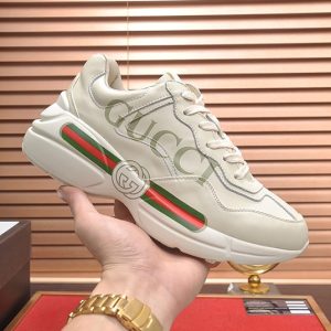 グッチ ロゴ・ウェブストライプ 厚底スニーカー オフホワイト shoes516