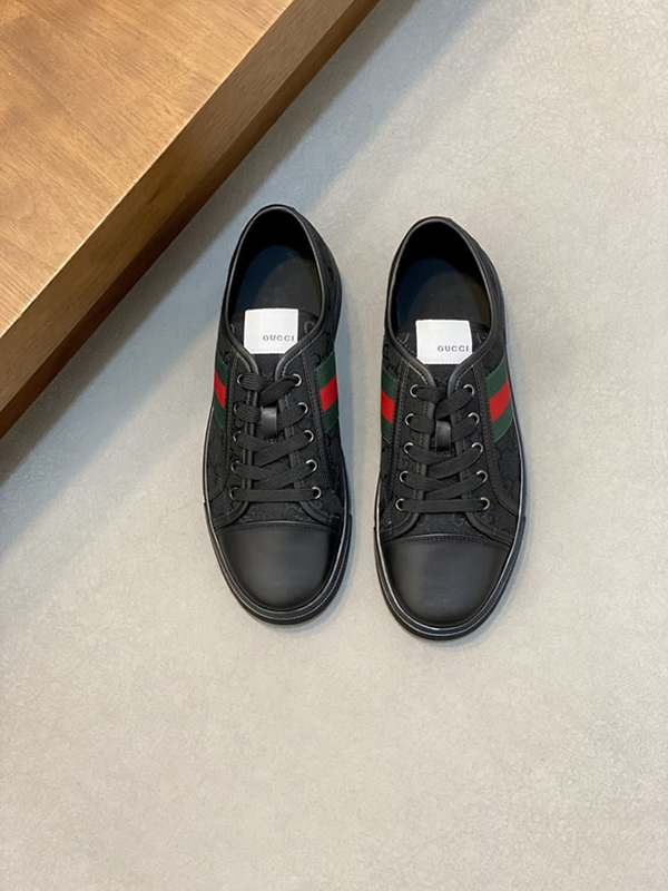 グッチ GGキャンバス ウェブストライプ スニーカー ブラック shoes520 - 画像 (2)