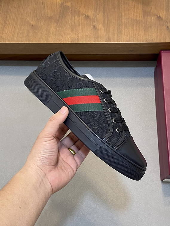 グッチ GGキャンバス ウェブストライプ スニーカー ブラック shoes520 - 画像 (4)