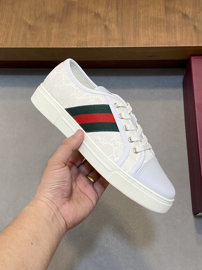 グッチ GGキャンバス ウェブストライプ スニーカー オフホワイト shoes522 - 画像 (4)