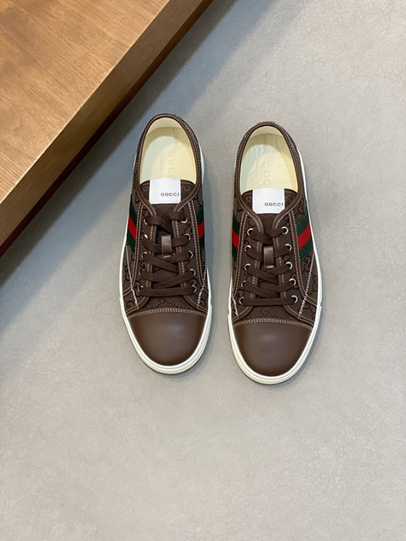 グッチ GGキャンバス ウェブストライプ スニーカー ダークブラウン shoes523 - 画像 (2)