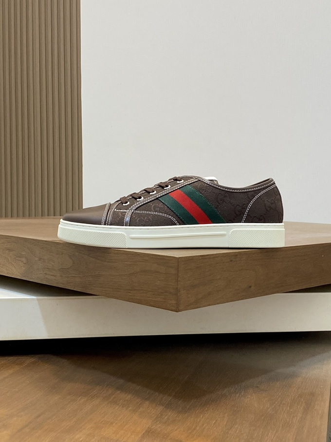 グッチ GGキャンバス ウェブストライプ スニーカー ダークブラウン shoes523 - 画像 (3)