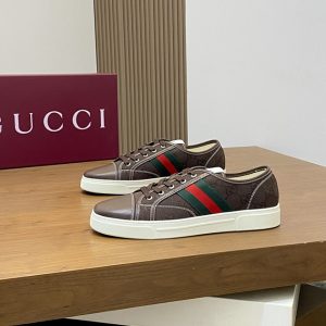 グッチ GGキャンバス ウェブストライプ スニーカー ダークブラウン shoes523