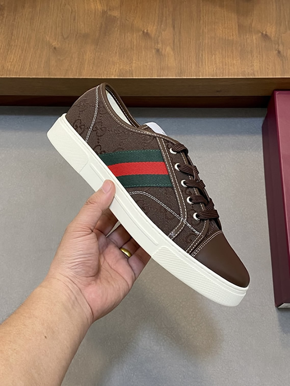 グッチ GGキャンバス ウェブストライプ スニーカー ダークブラウン shoes523 - 画像 (4)
