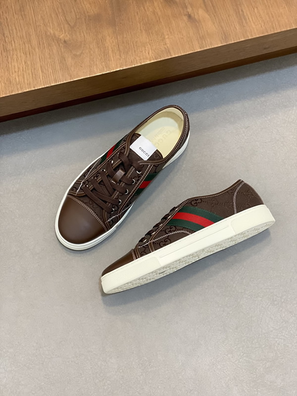 グッチ GGキャンバス ウェブストライプ スニーカー ダークブラウン shoes523 - 画像 (5)