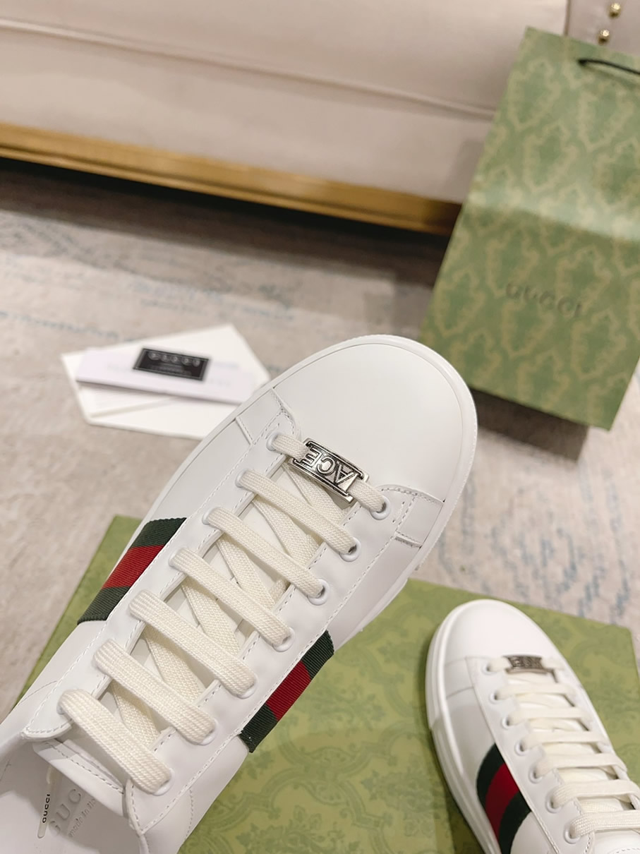 グッチ ウェブストライプ レザー スニーカー ホワイト shoes528 - 画像 (6)