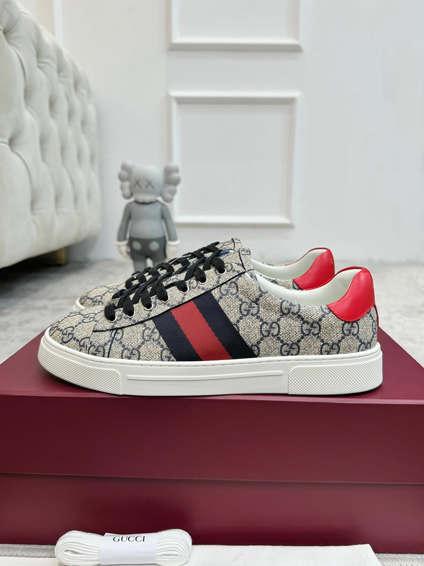 グッチ GGスプリーム ウェブストライプ スニーカー ベージュ shoes531