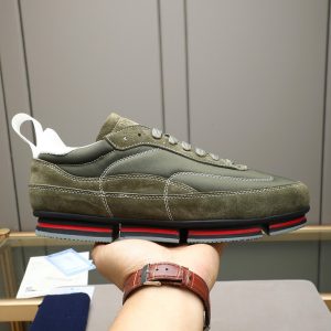 プラダ テクニカルファブリック&スエード スニーカー オリーブ shoes540