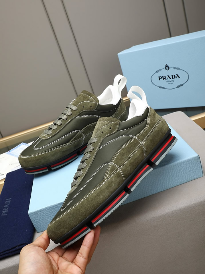プラダ テクニカルファブリック&スエード スニーカー オリーブ shoes540 - 画像 (2)