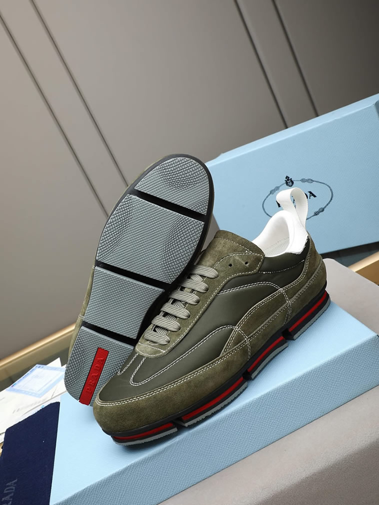 プラダ テクニカルファブリック&スエード スニーカー オリーブ shoes540 - 画像 (3)