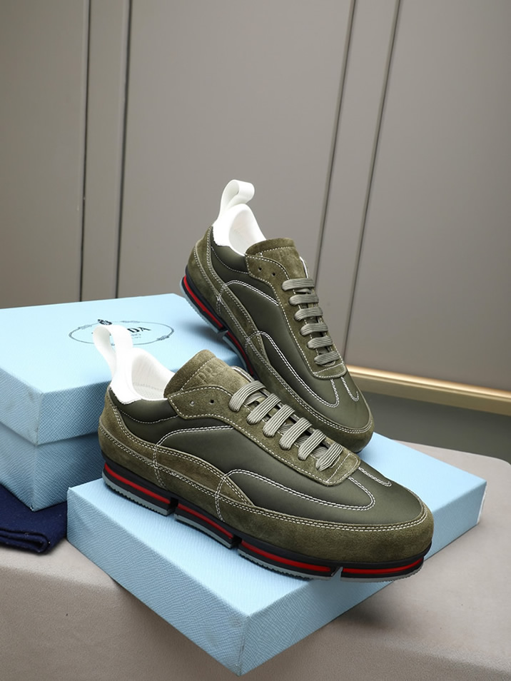 プラダ テクニカルファブリック&スエード スニーカー オリーブ shoes540 - 画像 (4)