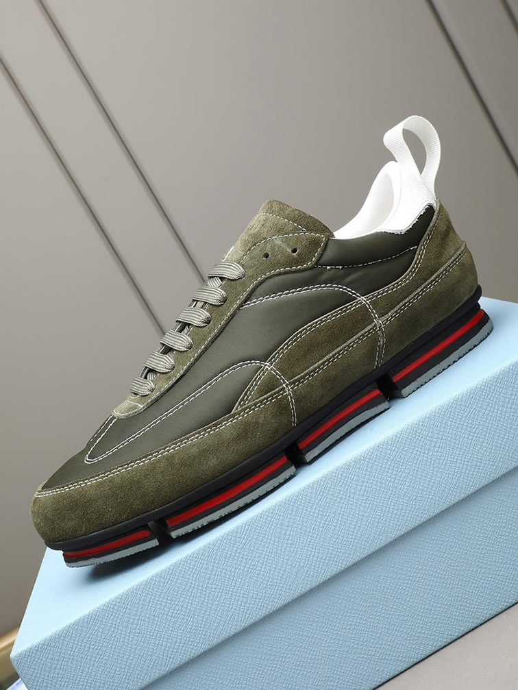 プラダ テクニカルファブリック&スエード スニーカー オリーブ shoes540 - 画像 (6)
