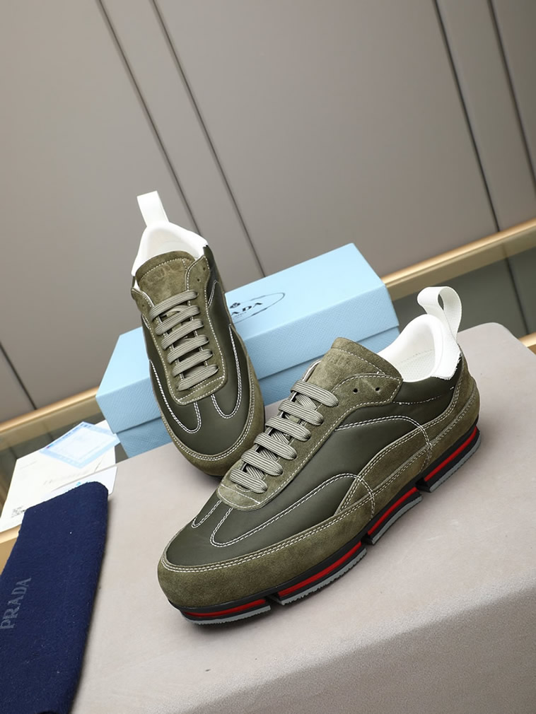 プラダ テクニカルファブリック&スエード スニーカー オリーブ shoes540 - 画像 (7)