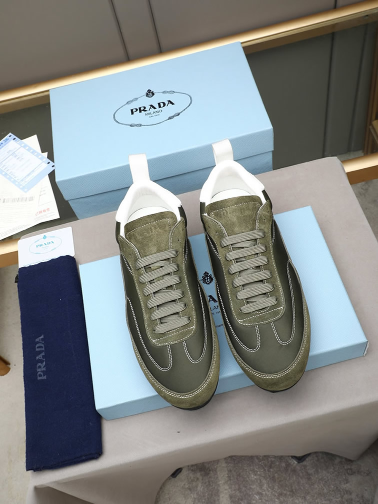 プラダ テクニカルファブリック&スエード スニーカー オリーブ shoes540 - 画像 (9)