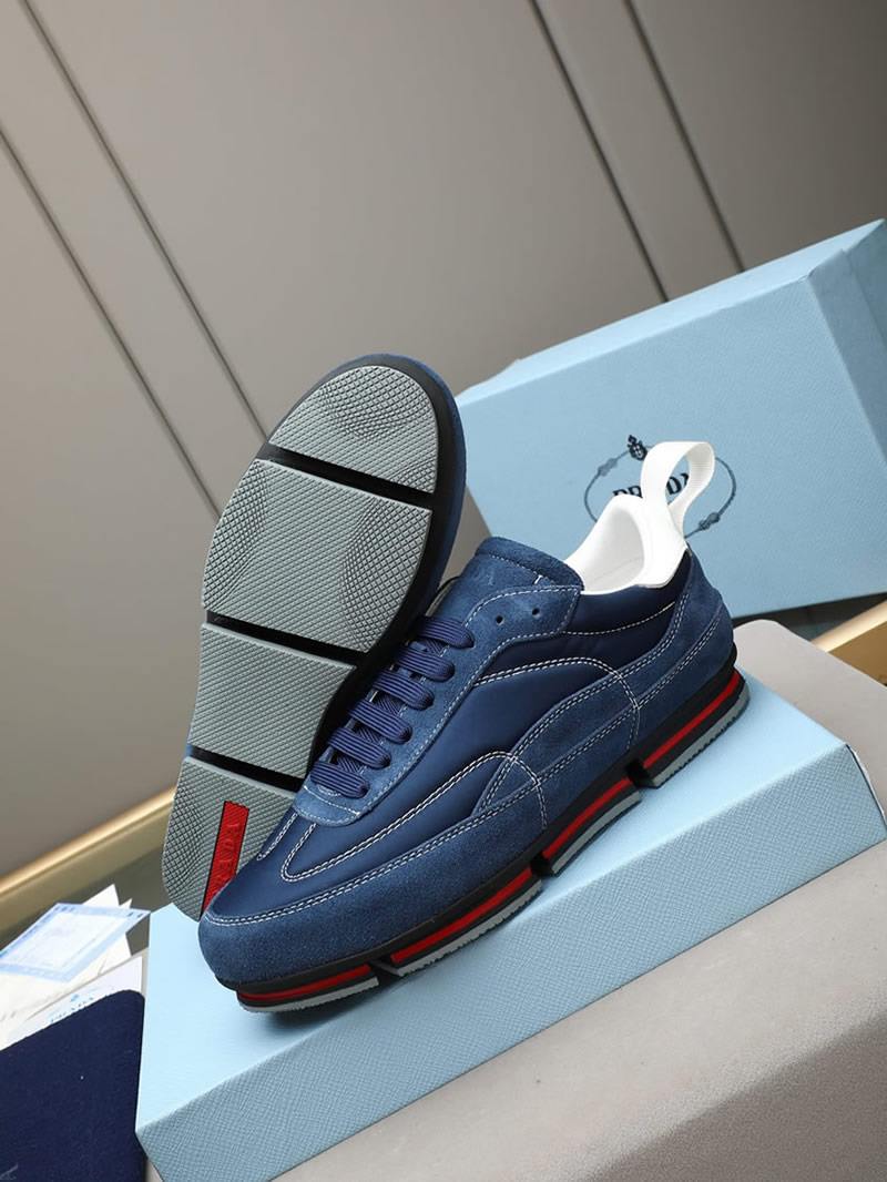 プラダ テクニカルファブリック&スエード スニーカー ブルー shoes541 - 画像 (3)