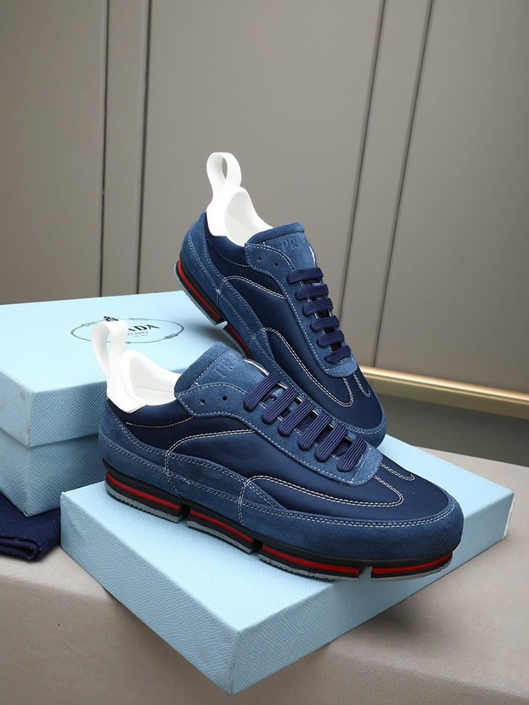 プラダ テクニカルファブリック&スエード スニーカー ブルー shoes541 - 画像 (4)